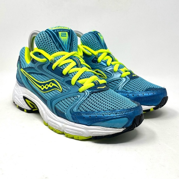 Saucony‎ Oasis 2 Athletic Sneaker Turquoise Blue Yellow Womens 7 - Picture 2 of 9